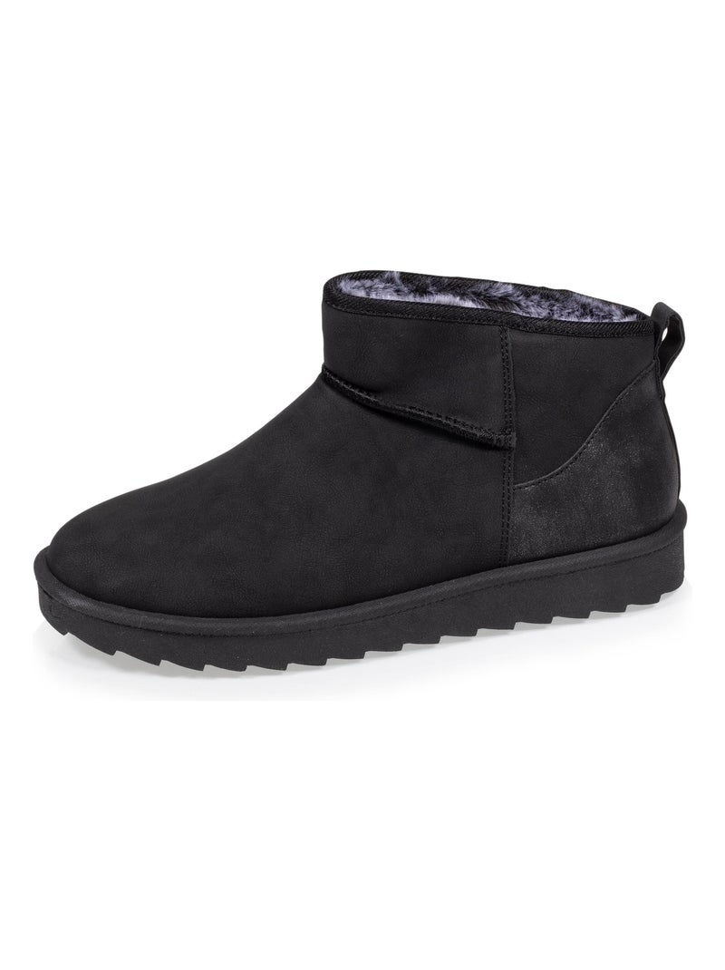 Bottines chaudes, légères, confortables et modernes, effet nubuck  Isotoner Noir - Kiabi