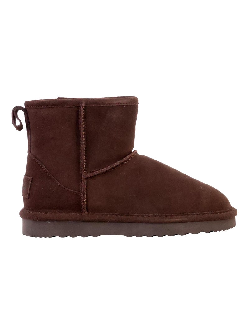 Bottines Chausson Cuir Natural World Bota Alta Merino Gris - Kiabi