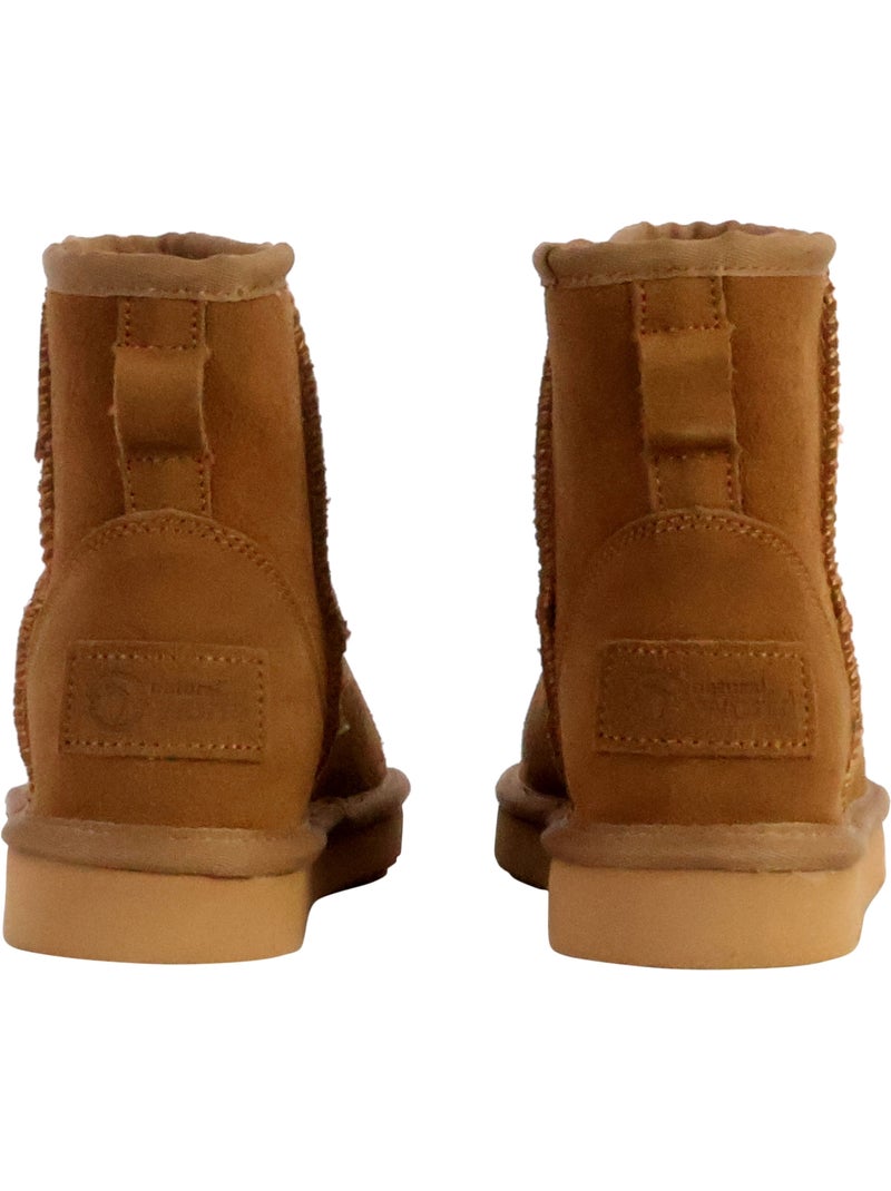 Bottines Chausson Cuir Natural World Bota Alta Merino Marron - Kiabi
