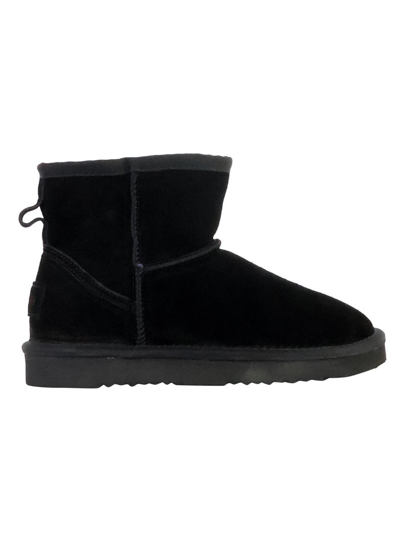 Bottines Chausson Cuir Natural World Bota Alta Merino Noir - Kiabi