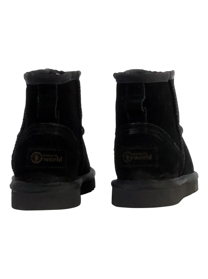 Bottines Chausson Cuir Natural World Bota Alta Merino Noir - Kiabi