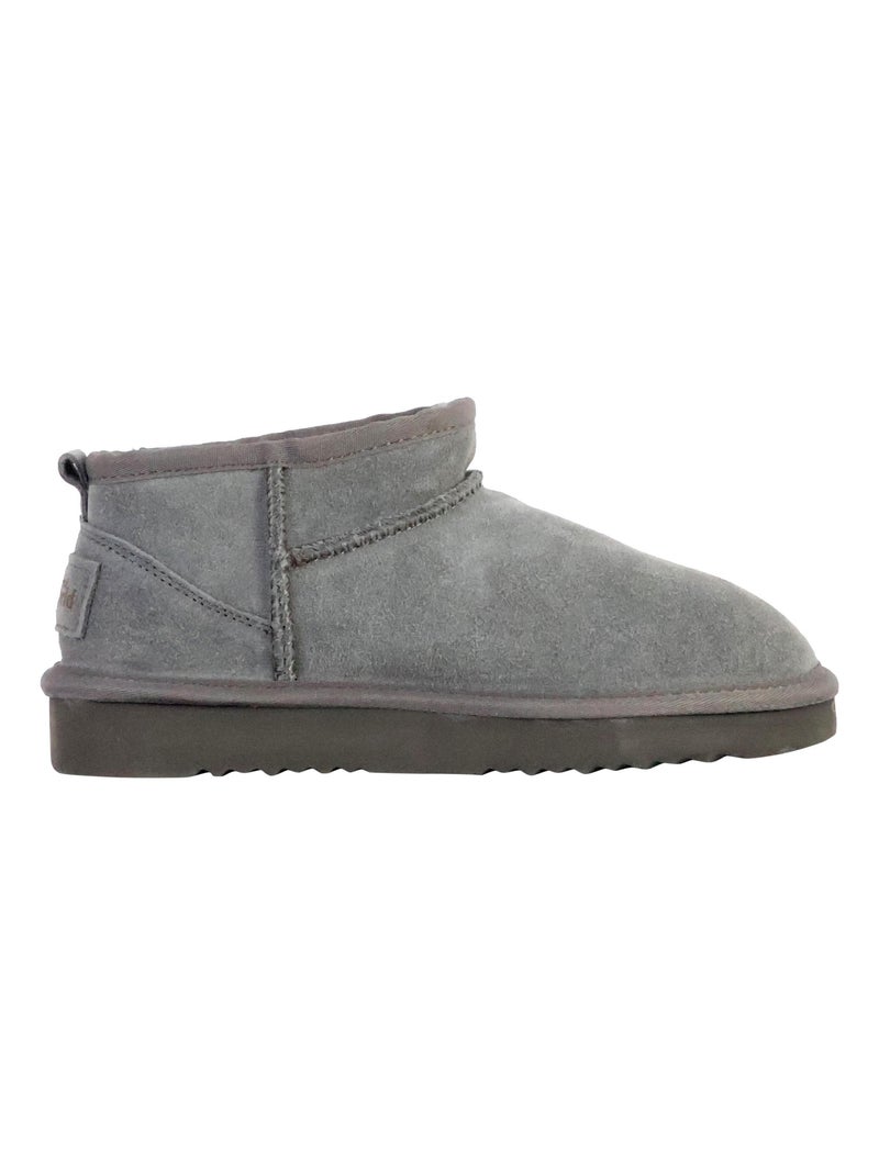 Bottines Chausson Cuir Natural World Media Merino Gris - Kiabi