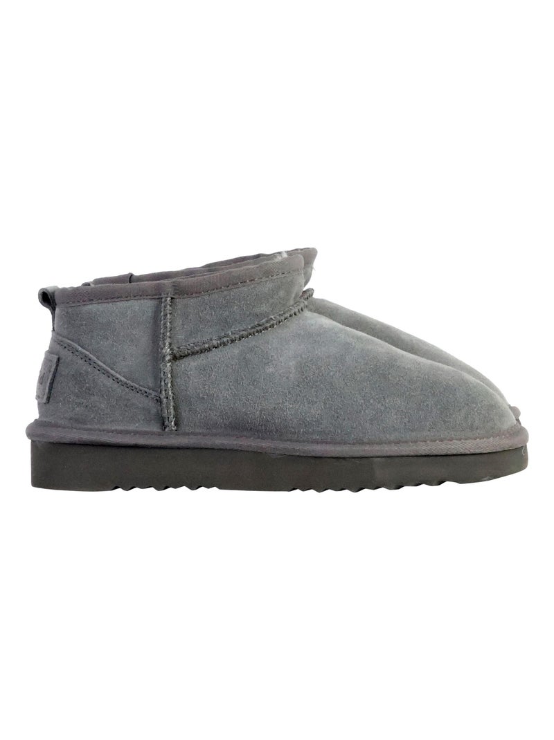 Bottines Chausson Cuir Natural World Media Merino Gris - Kiabi