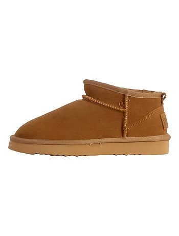 Bottines Chausson Cuir Natural World Media Merino