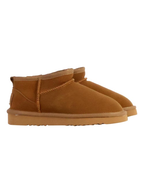 Bottines Chausson Cuir Natural World Media Merino - Kiabi