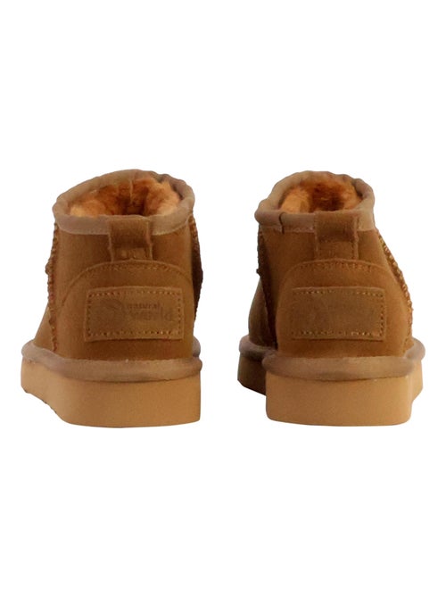 Bottines Chausson Cuir Natural World Media Merino - Kiabi