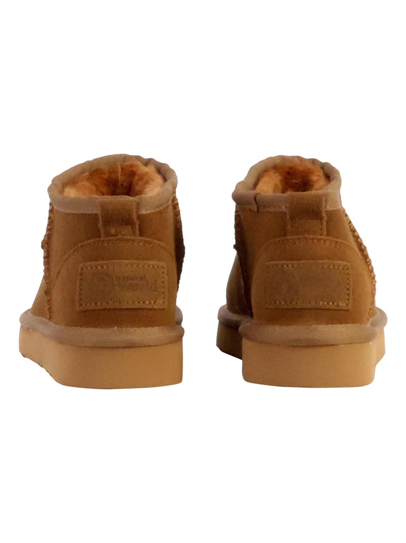 Bottines Chausson Cuir Natural World Media Merino Marron - Kiabi