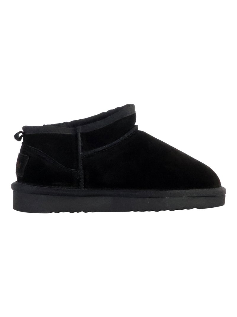 Bottines Chausson Cuir Natural World Media Merino Noir - Kiabi