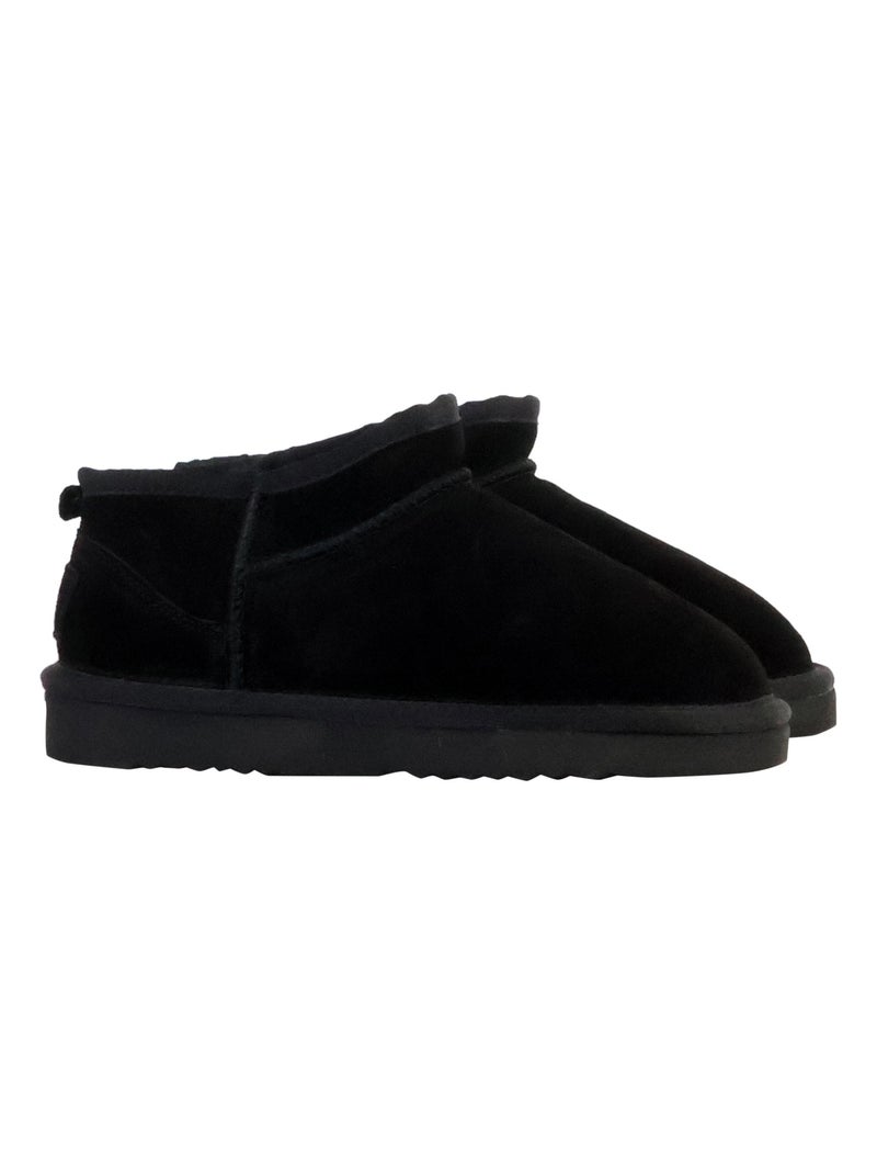 Bottines Chausson Cuir Natural World Media Merino Noir - Kiabi
