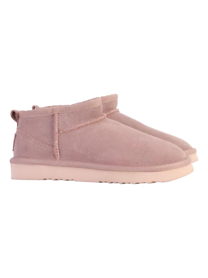 Bottines Chausson Cuir Natural World Media Merino Rose - Kiabi