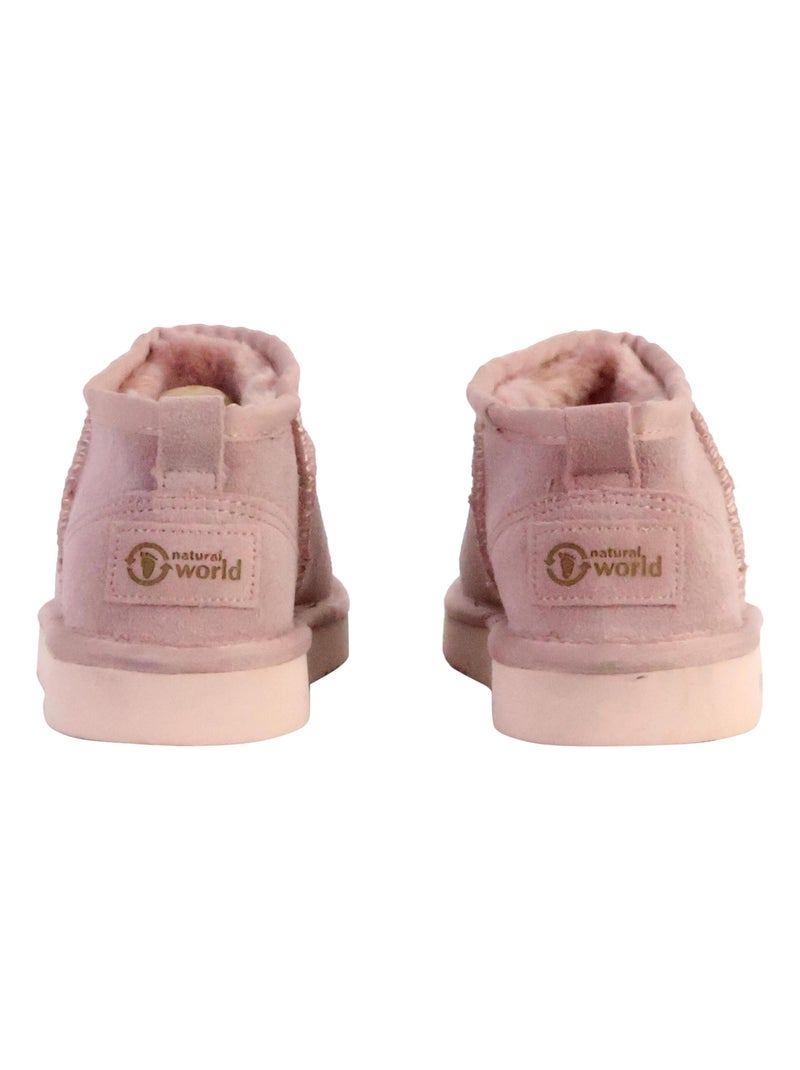 Bottines Chausson Cuir Natural World Media Merino Rose - Kiabi