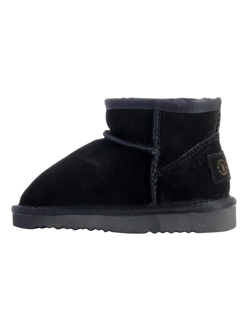 Bottines Chausson Enfant Cuir Natural World Bota Alta Merino Noir - Kiabi