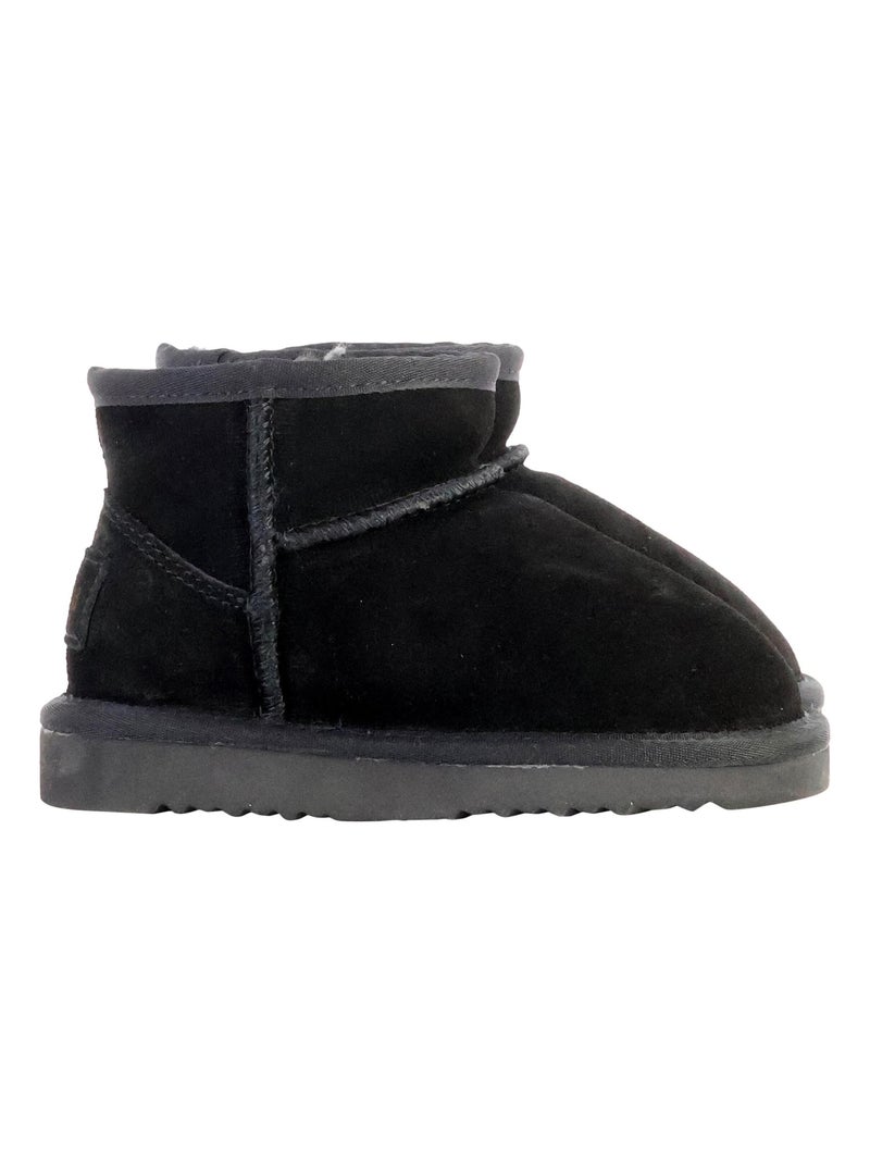 Bottines Chausson Enfant Cuir Natural World Bota Alta Merino Noir - Kiabi
