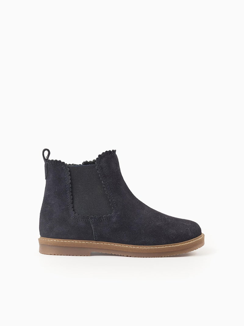 Bottines Chelsea avec bordure festonnée Bleu foncé - Kiabi