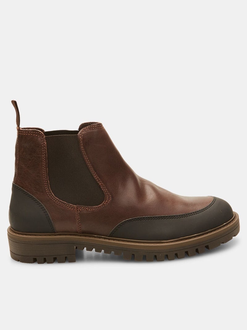 Bottines Chelsea BATA bicolores en cuir d'hiver Marron - Kiabi