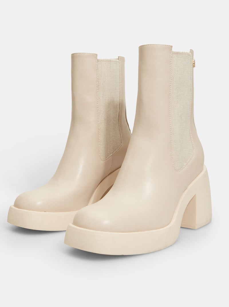 Bottines Chelsea Bata Red Label avec large talon Beige - Kiabi