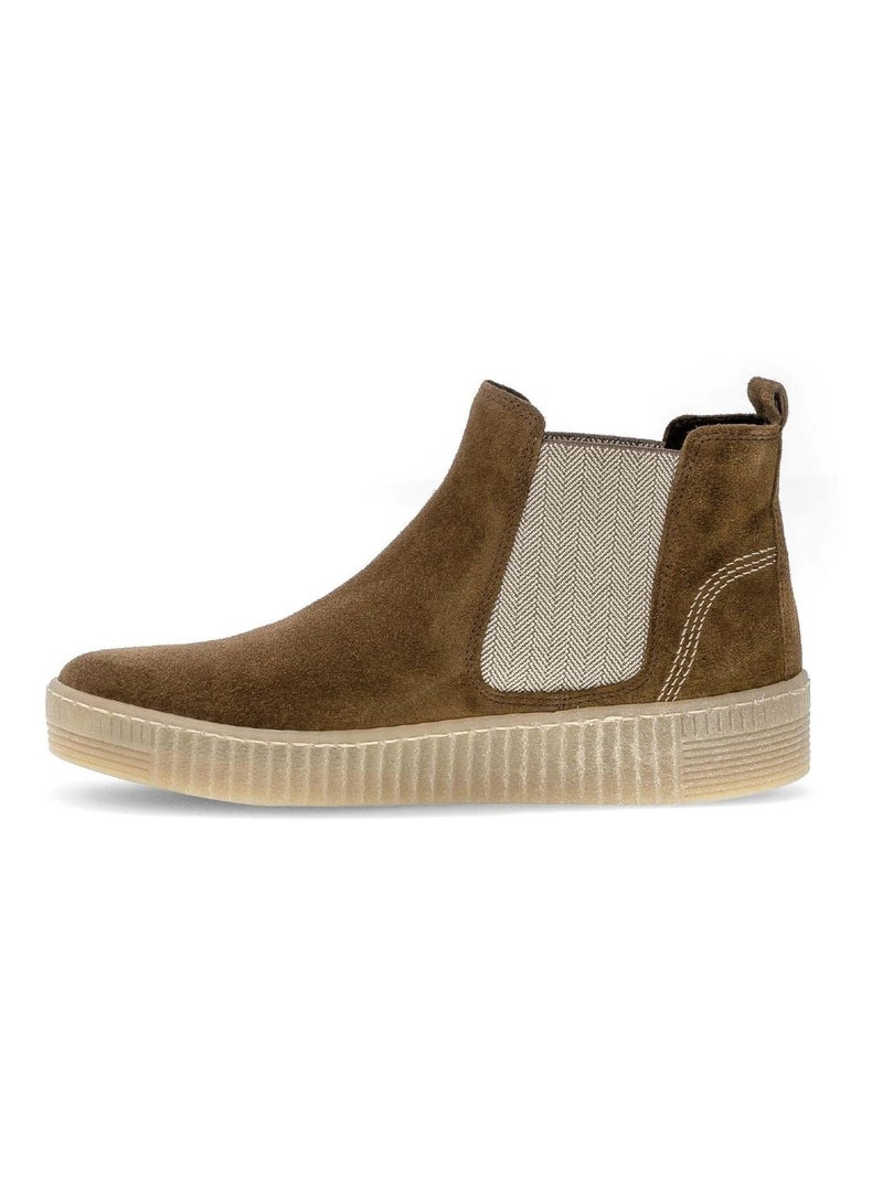 Bottines chelsea Cognac en Nubuck Marron clair - Kiabi