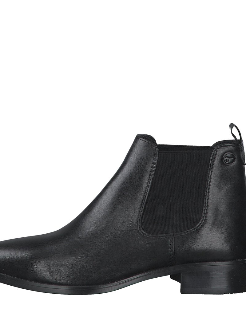 Bottines Chelsea Cuir Tamaris Noir - Kiabi