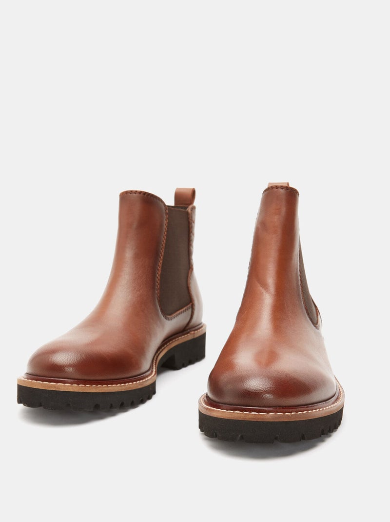 bottines chelsea en cuir BATA Marron - Kiabi