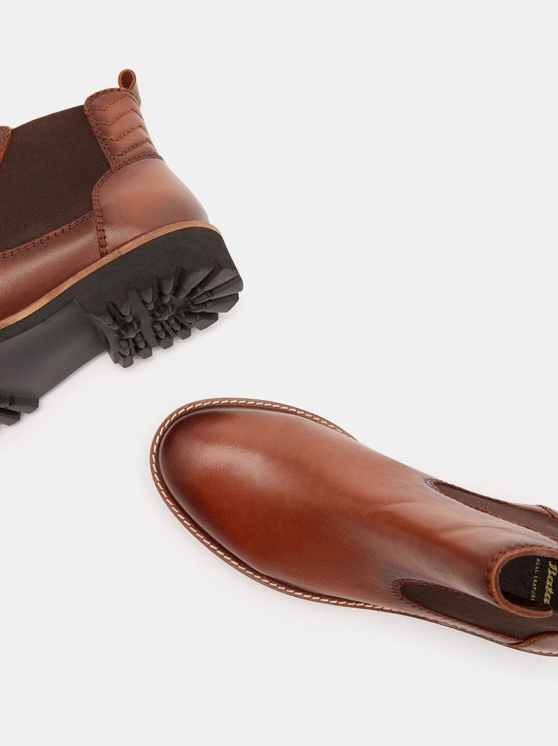 bottines chelsea en cuir BATA Marron - Kiabi