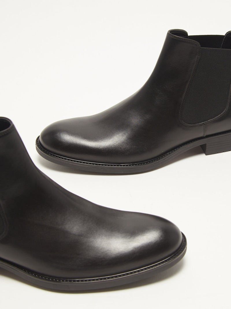 Bottines Chelsea en cuir BATA Noir - Kiabi