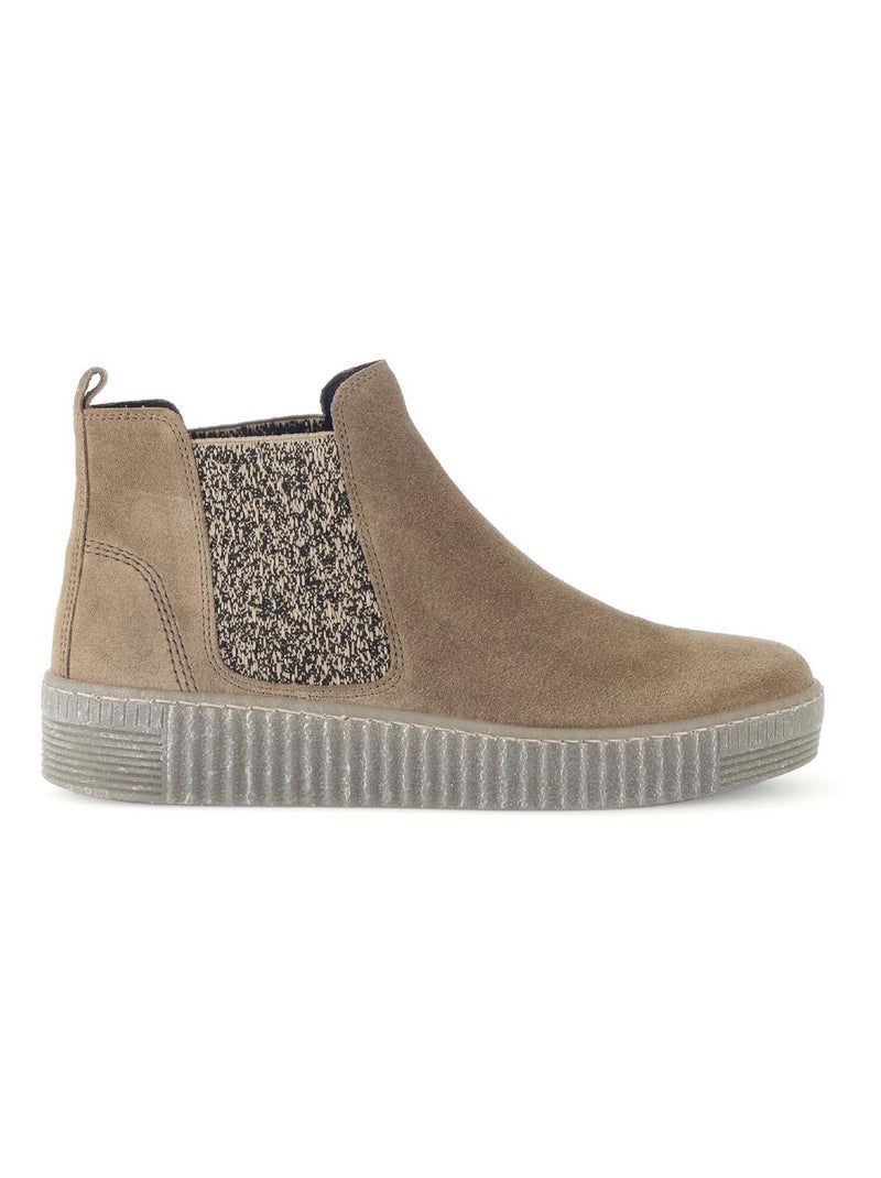 Bottines chelsea  en cuir Beige - Kiabi