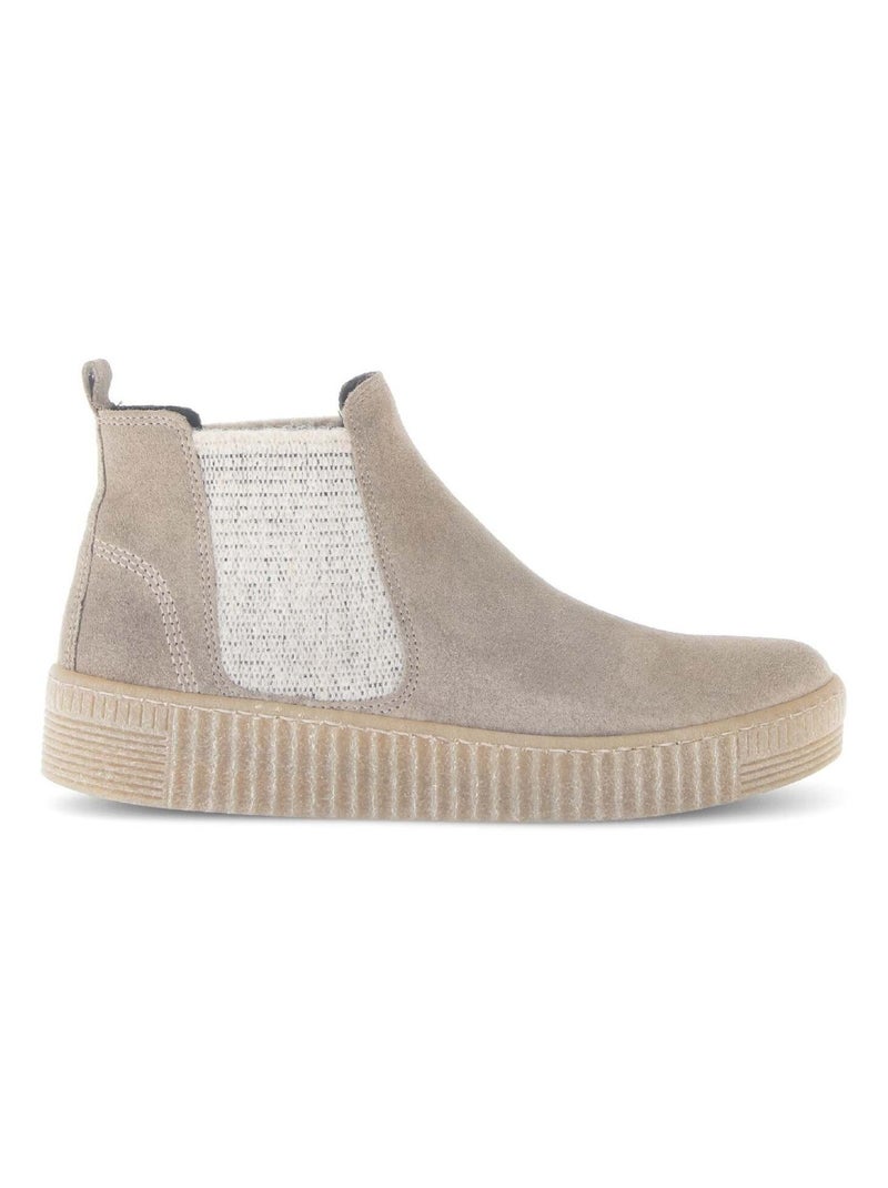 Bottines chelsea  en cuir Beige - Kiabi