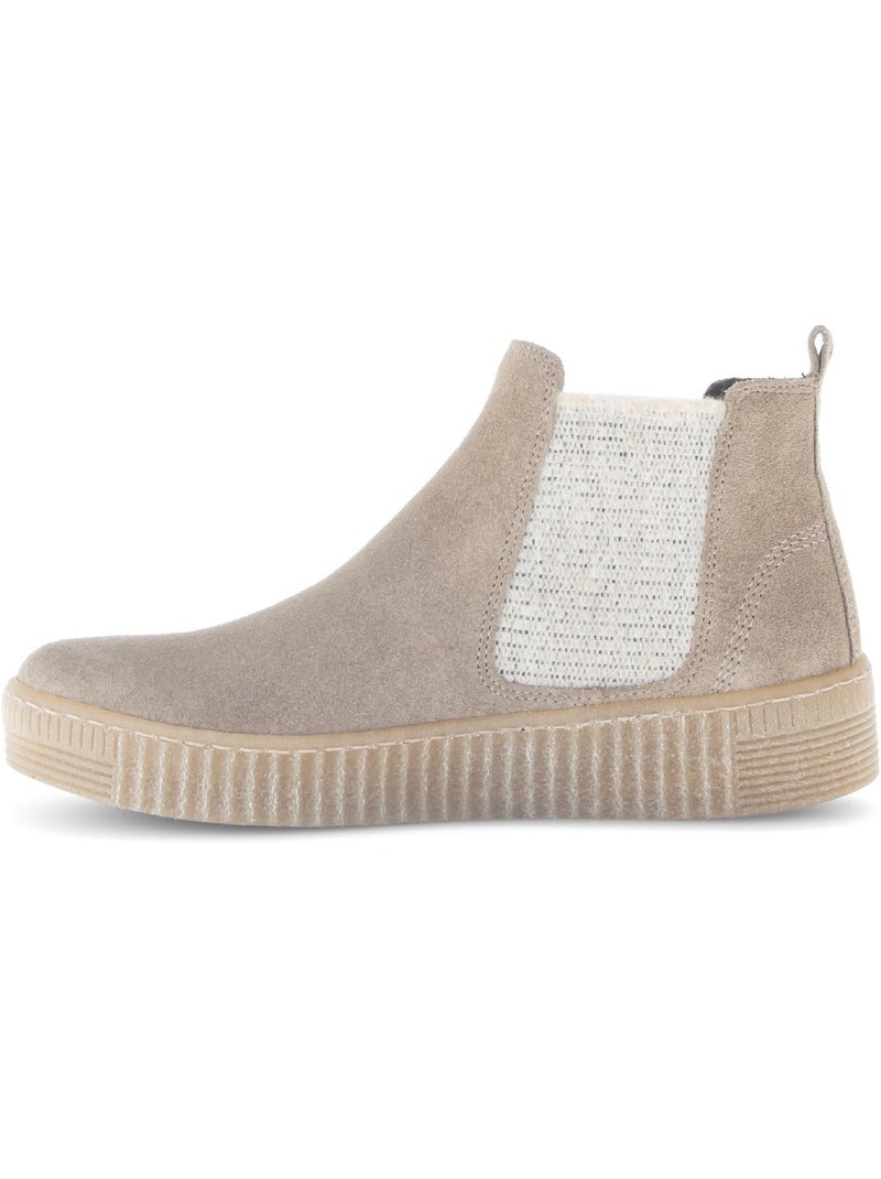 Bottines chelsea  en cuir Beige - Kiabi