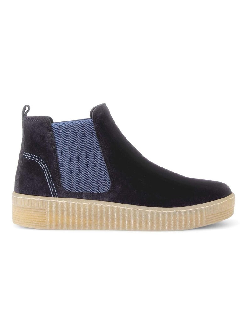 Bottines chelsea  en cuir Bleu - Kiabi
