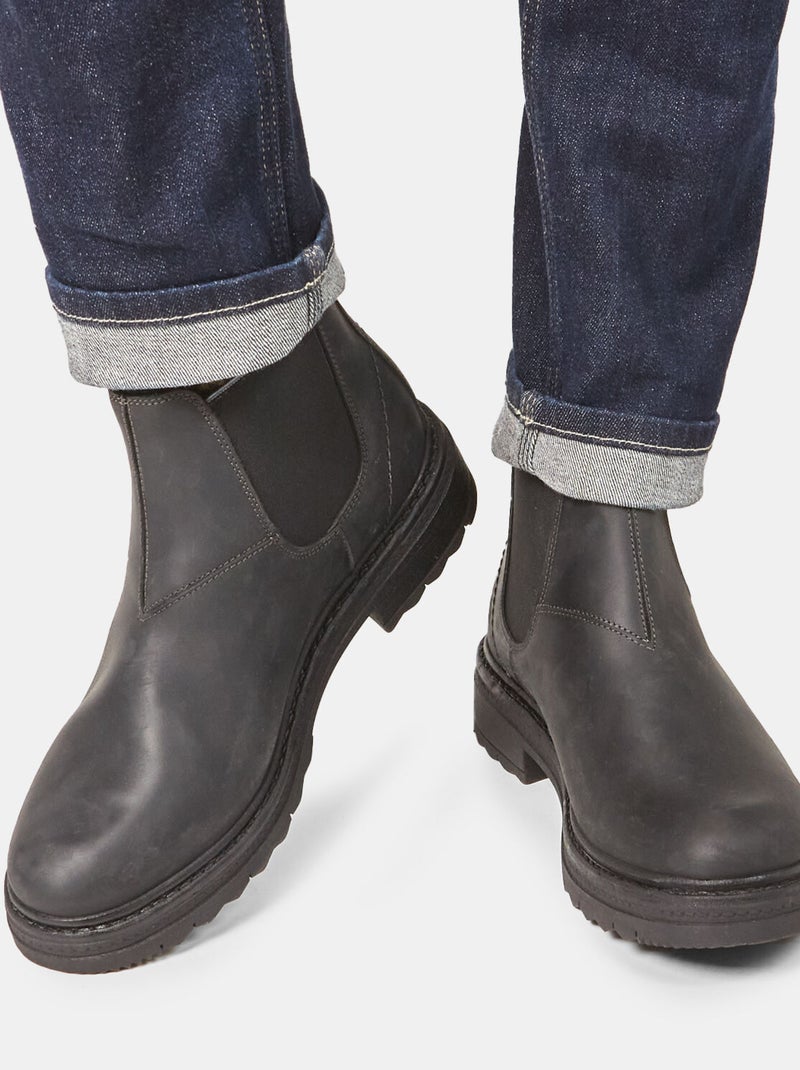 Bottines Chelsea en cuir d'hiver BATA Noir - Kiabi