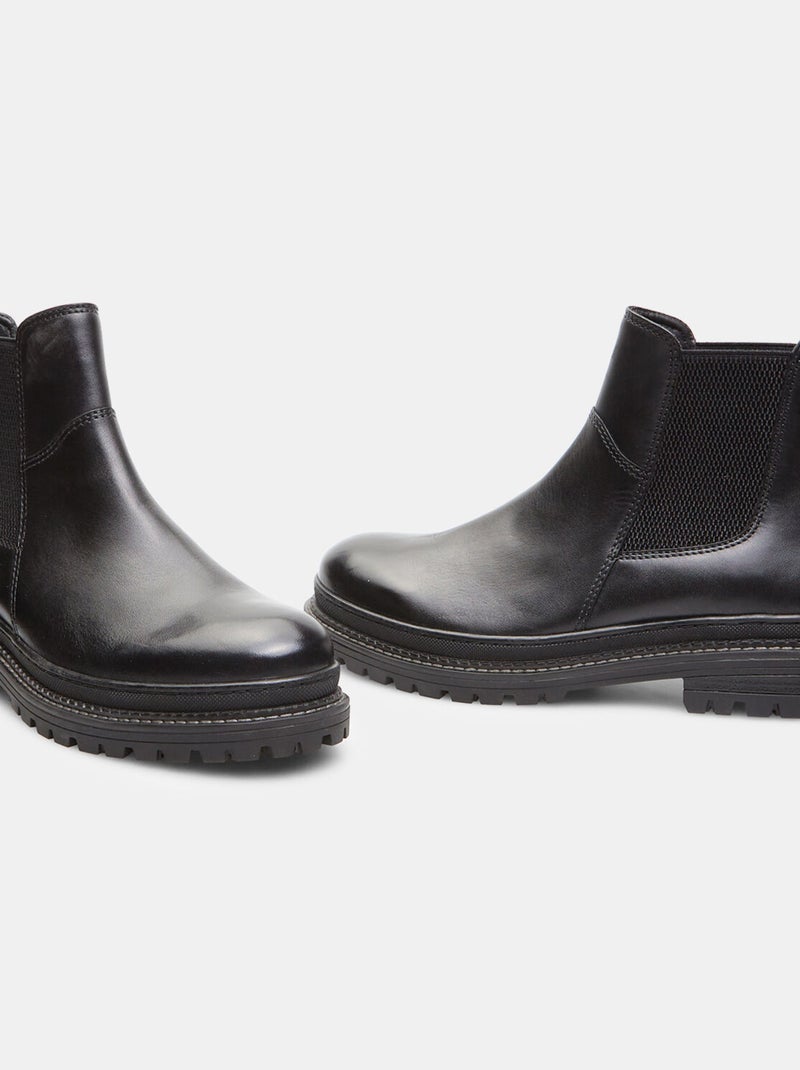 Bottines Chelsea en cuir d'hiver BATA Noir - Kiabi