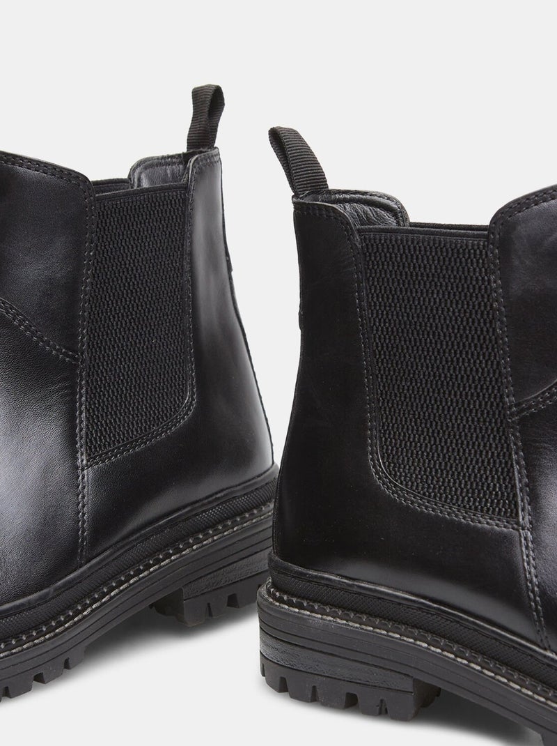 Bottines Chelsea en cuir d'hiver BATA Noir - Kiabi