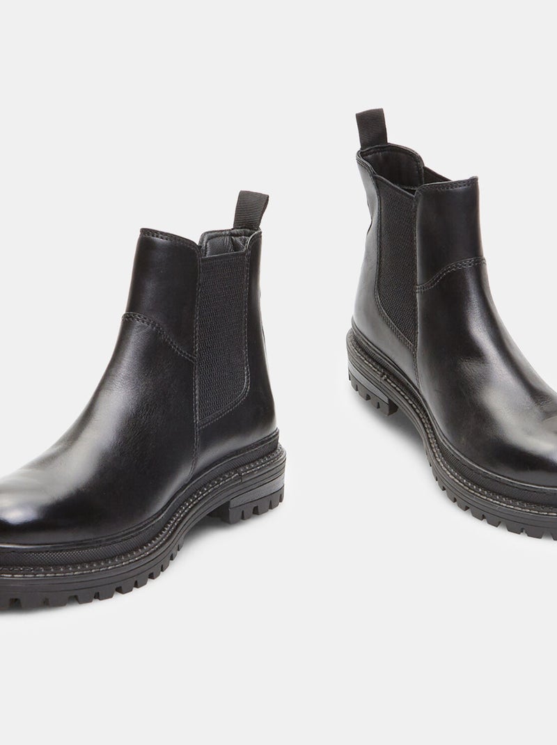 Bottines Chelsea en cuir d'hiver BATA Noir - Kiabi