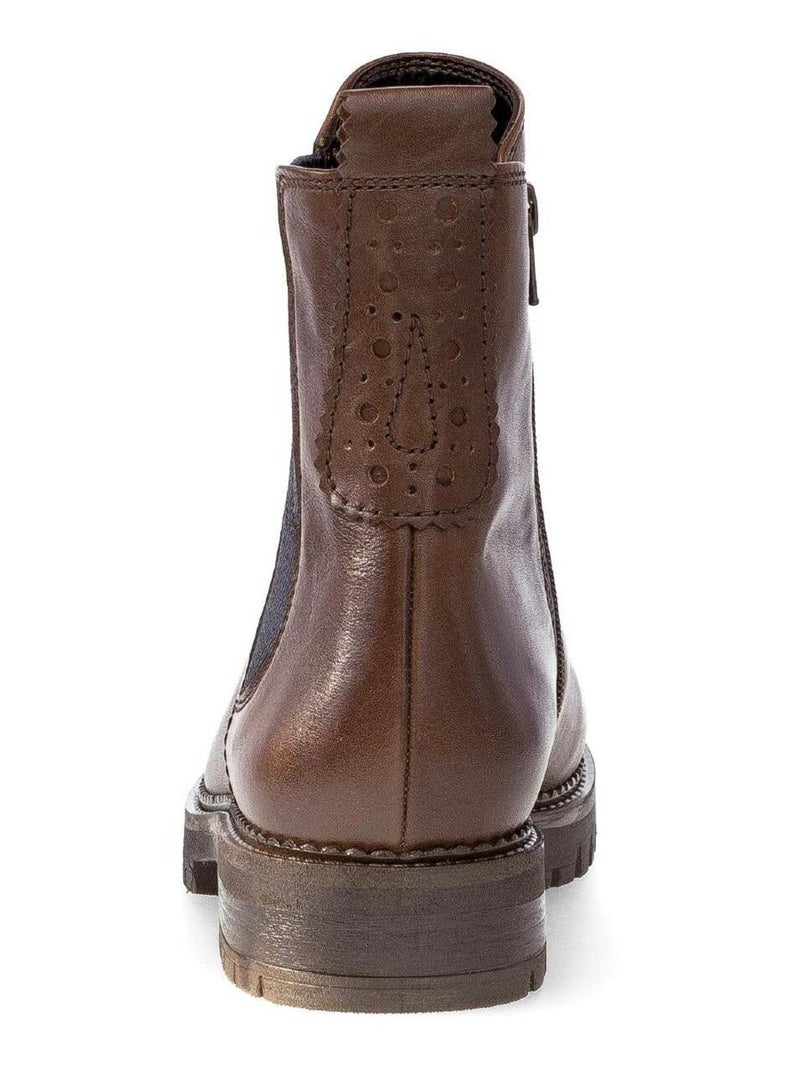 Bottines chelsea  en cuir lisse Marron clair - Kiabi