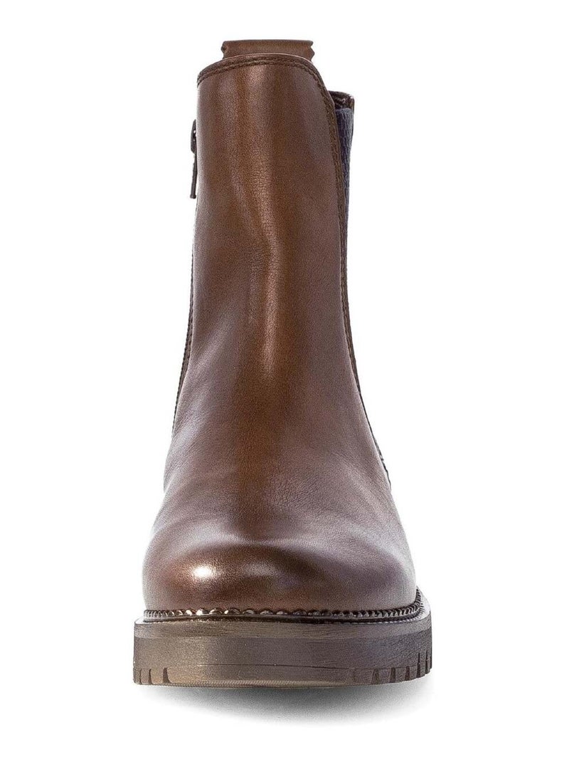 Bottines chelsea  en cuir lisse Marron clair - Kiabi