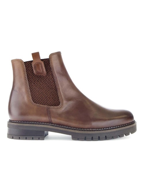 Bottines chelsea  en cuir lisse - Kiabi