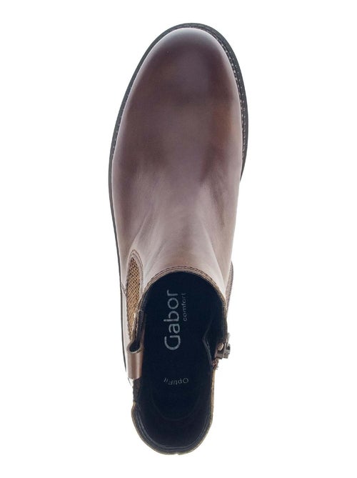 Bottines chelsea  en cuir lisse - Kiabi