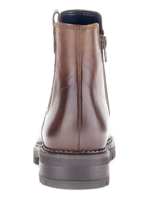 Bottines chelsea  en cuir lisse - Kiabi