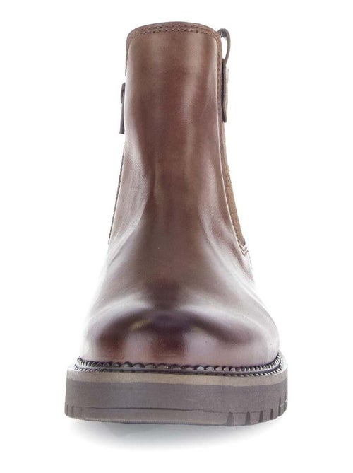 Bottines chelsea  en cuir lisse - Kiabi