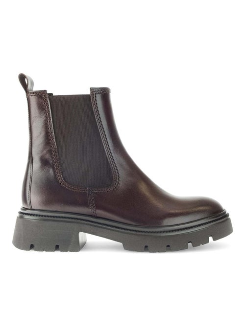 Bottines chelsea  en cuir lisse - Kiabi