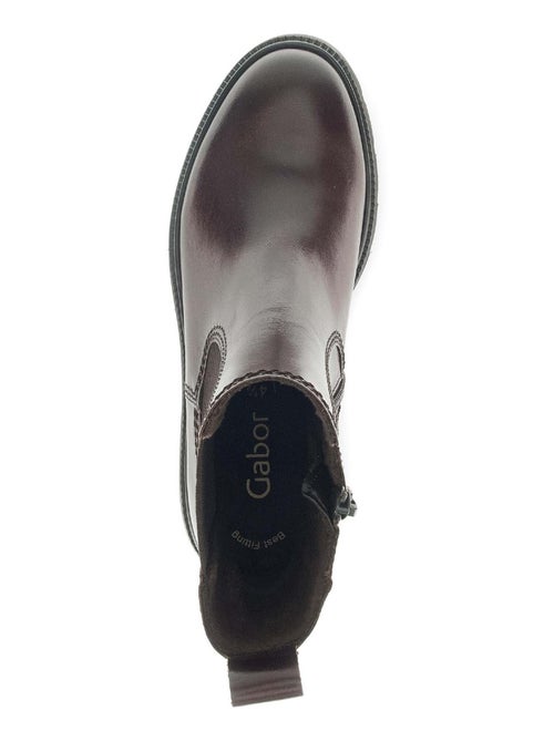 Bottines chelsea  en cuir lisse - Kiabi