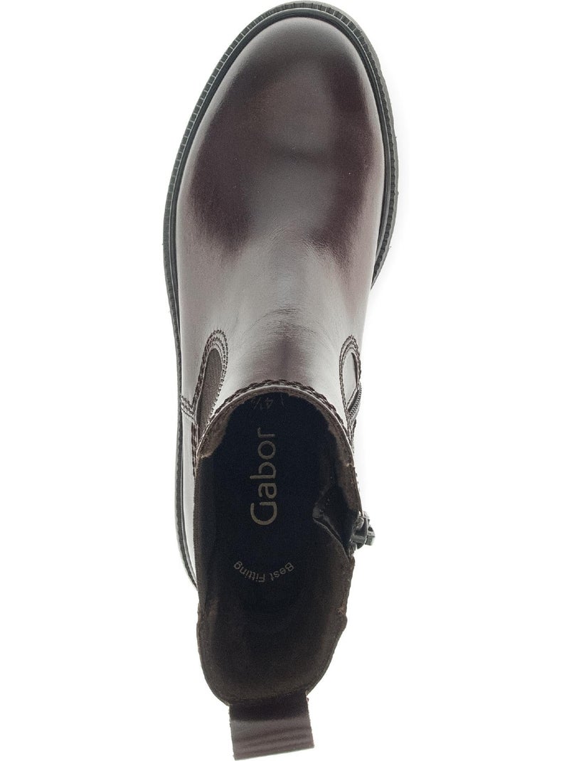 Bottines chelsea  en cuir lisse Marron clair - Kiabi