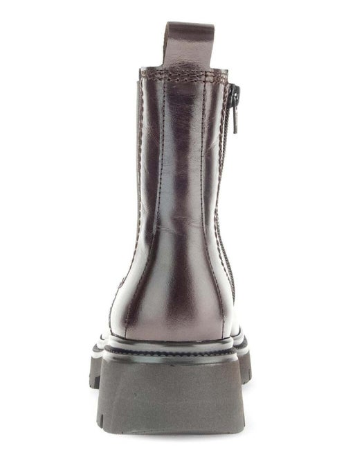 Bottines chelsea  en cuir lisse - Kiabi