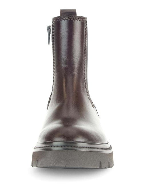 Bottines chelsea  en cuir lisse - Kiabi