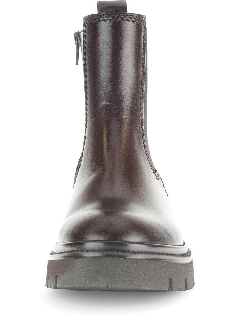 Bottines chelsea  en cuir lisse Marron clair - Kiabi