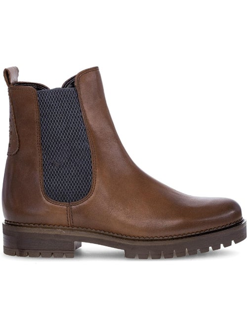 Bottines chelsea  en cuir lisse - Kiabi