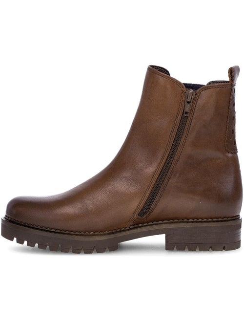Bottines chelsea  en cuir lisse - Kiabi