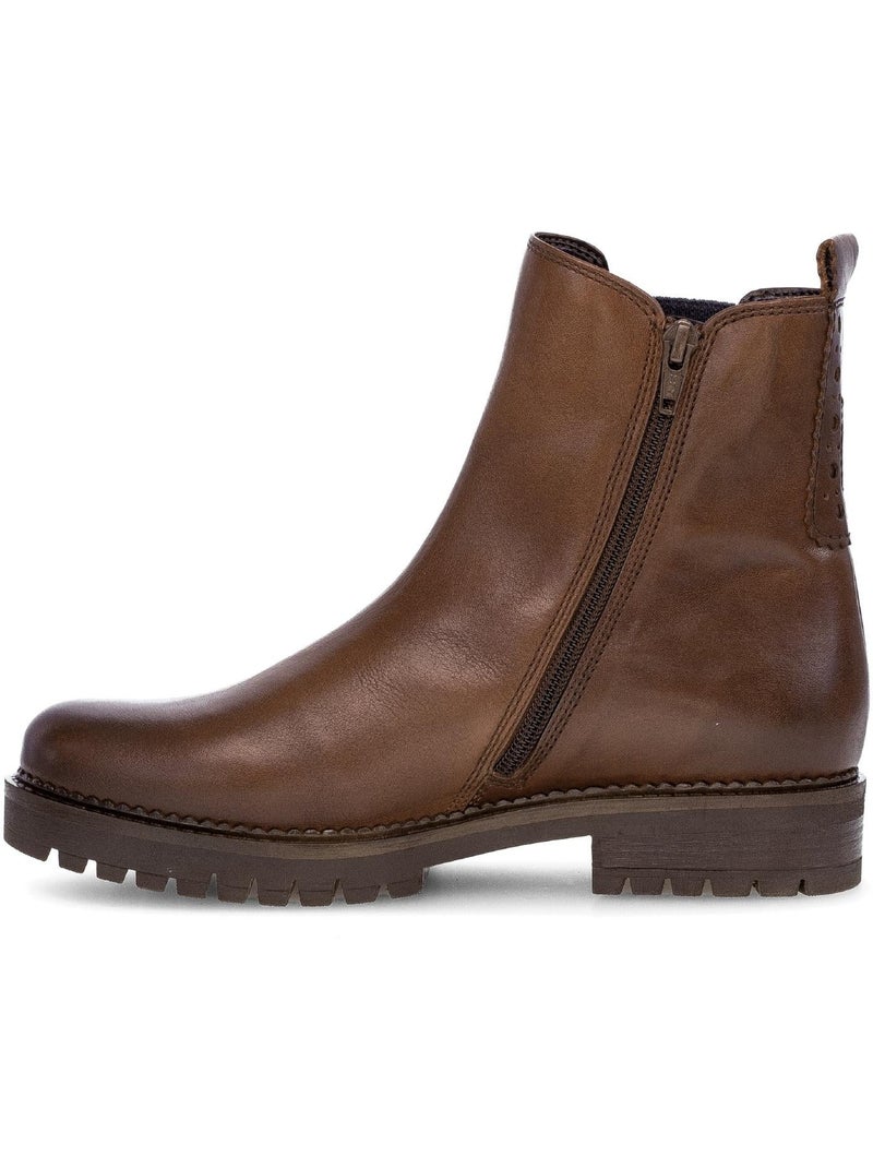 Bottines chelsea  en cuir lisse Marron - Kiabi