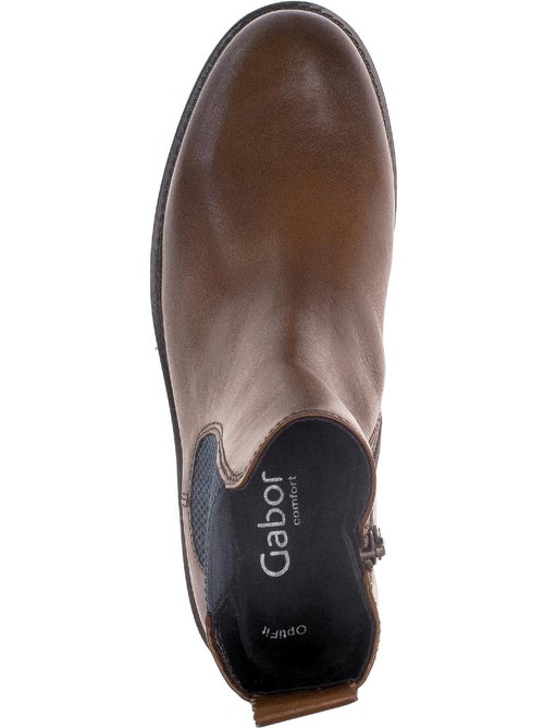 Bottines chelsea  en cuir lisse - Kiabi