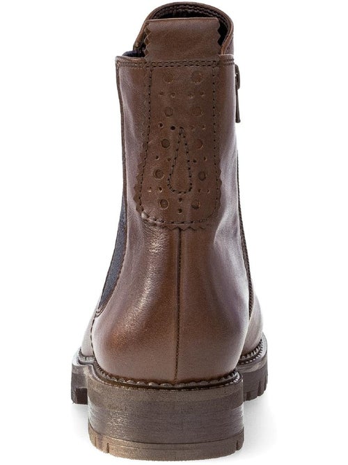 Bottines chelsea  en cuir lisse - Kiabi